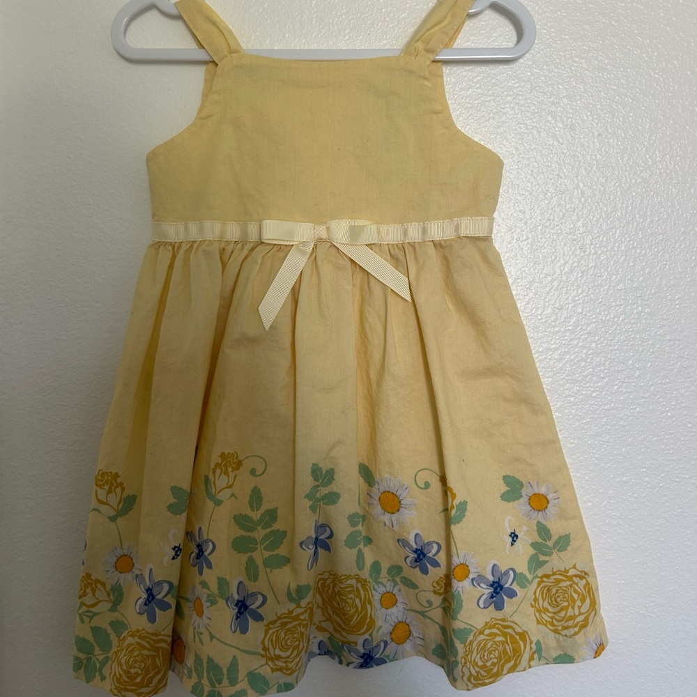 Blueberi Boulevard Yellow Floral Kids Dress